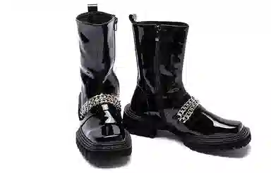 STOOSHE Future Series Square Toe Side Zipper Martin Boots Black
