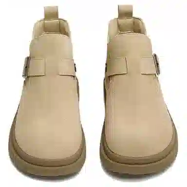 百思图 二层牛皮 百搭复古 勃肯鞋平跟 低帮 生活休闲鞋 女款