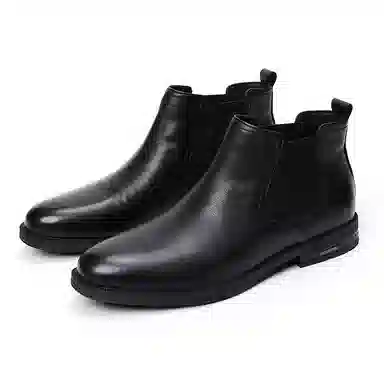 凯玛龙 牛皮革 时尚舒适 短筒 切尔西靴 男款 黑色