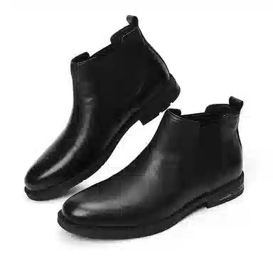 凯玛龙 牛皮革 时尚舒适 短筒 切尔西靴 男款 黑色