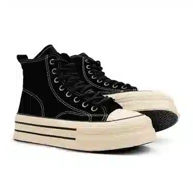 Mengsai High Top Canvas Sneakers Black