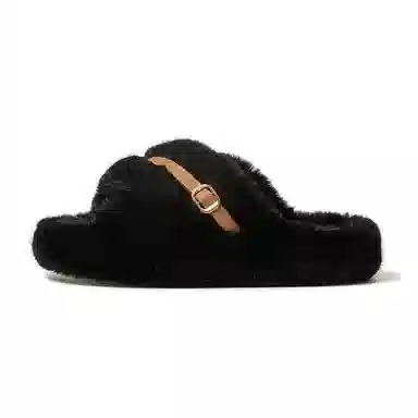 远港 毛毛时尚厚底一字拖鞋 女款