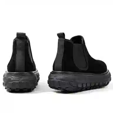 保罗加百列 二层牛皮 通勤百搭潮流 短筒 切尔西靴 男款 黑色