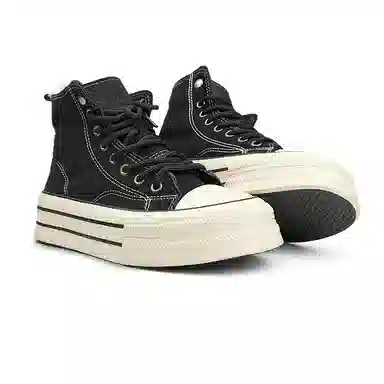 Mengsai High Top Canvas Sneakers Black