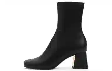 CHARLES&KEITH PU Square Toe Ankle Boots
