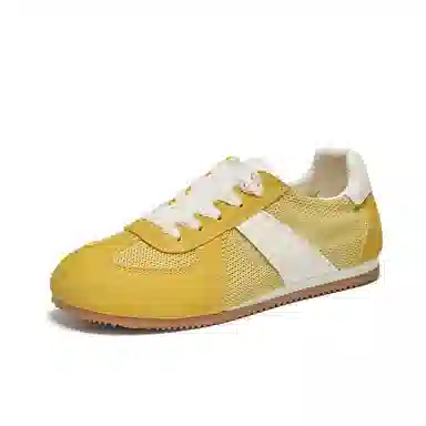 La Chapelle Mesh Leather Sneakers Yellow