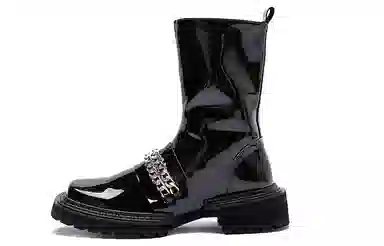 STOOSHE Future Series Square Toe Side Zipper Martin Boots Black