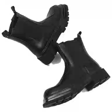 罗蒙 超纤皮 厚底增高 舒适耐磨 中筒 切尔西靴 男款 黑色