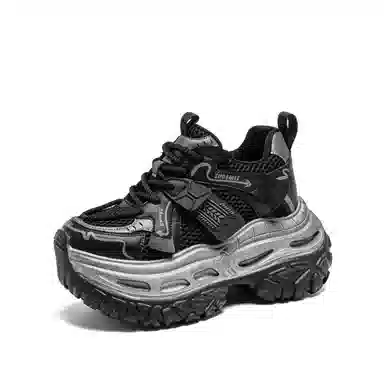 织物合成革 运动休闲厚底松糕时尚百搭潮流 透气轻便增高 低帮 老爹鞋 女款