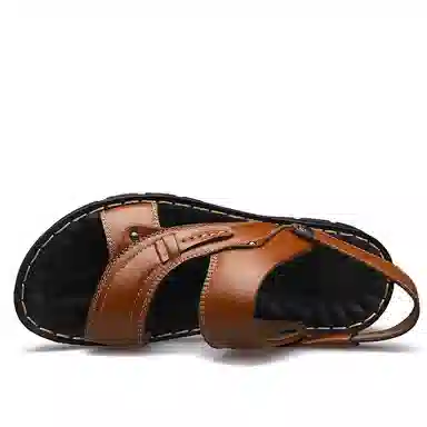 意利船长 头层牛皮 户外耐磨 轻便舒适 沙滩凉鞋 男款