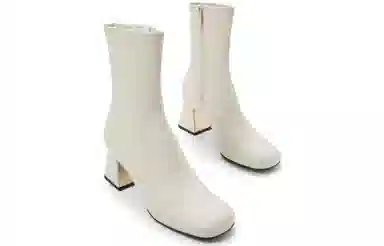 CHARLES&KEITH PU Square Toe Ankle Boots