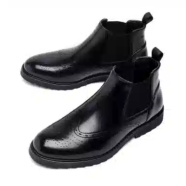 品乙 超纤皮 百搭 增高潮流 时尚舒适 短筒 切尔西靴 男款