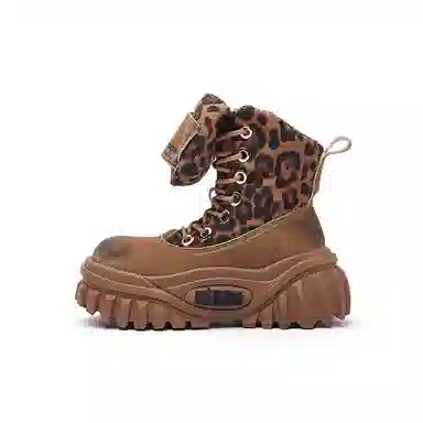 KEDDO Retro Leopard Platform Boots