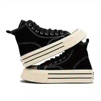 Mengsai High Top Canvas Sneakers Black