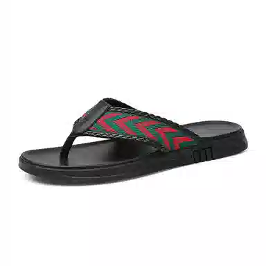 Ji Gong Yang Leather Woven Flip Flops Men