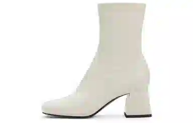 CHARLES&KEITH PU Square Toe Ankle Boots