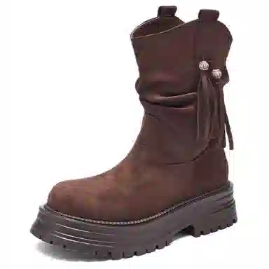 AGSDON Retro Tassel Ankle Boots