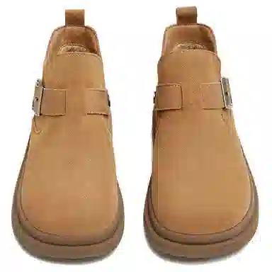 百思图 二层牛皮 百搭复古 勃肯鞋平跟 低帮 生活休闲鞋 女款