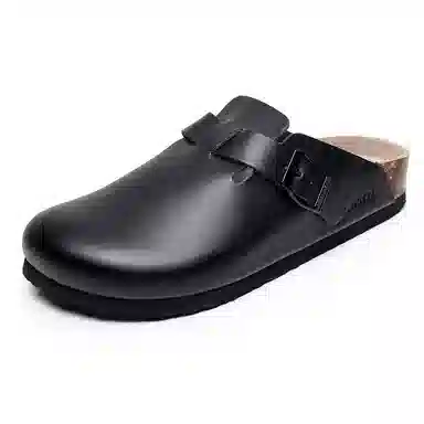 果洛菲 软木拖休闲舒适百搭平底懒人拖半拖情侣光面博肯鞋包头拖鞋 男女同款