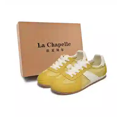 La Chapelle Mesh Leather Sneakers Yellow