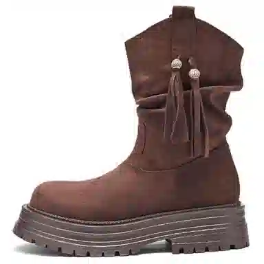 AGSDON Retro Tassel Ankle Boots