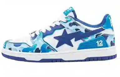 A BATHING APE SK8 12th Anniversary Low White Blue