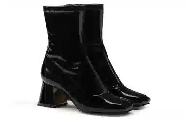 CHARLES&KEITH PU Square Toe Ankle Boots