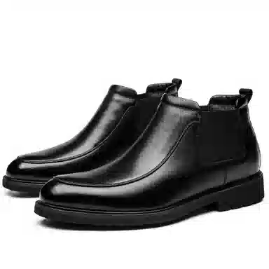 法派 潮流商务靴 中筒 切尔西靴 男款 黑色