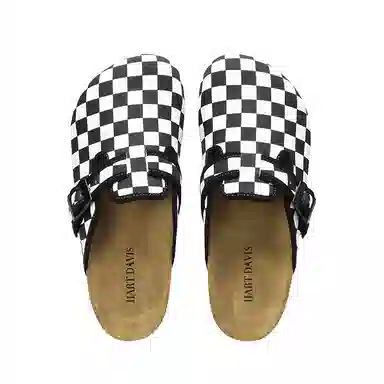 Hart Davis Checkered Clog Black White
