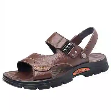 意利船长 头层牛皮 百搭 时尚休闲 沙滩凉鞋 男款