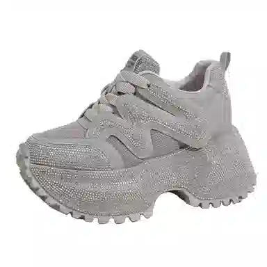 满钻厚底内增高百搭休闲运动户外时尚潮流学院风运动鞋 减震耐磨平衡 低帮 老爹鞋 女款