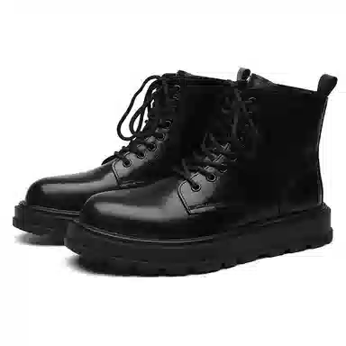 超纤皮 简约时尚厚底增高潮流百搭 马丁短靴 男款 黑色