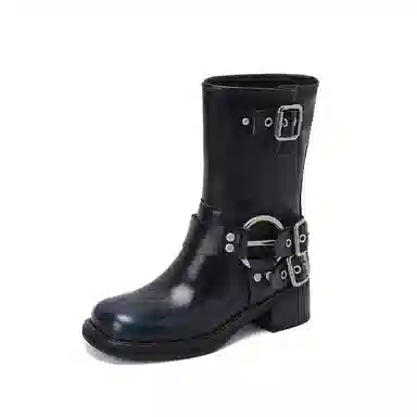 复古西部英伦风粗跟时尚通勤百搭短靴 短靴 女款