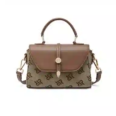 红蜻蜓 经典复古设计妈妈包老花满印时尚百搭包通勤 超细纤维合成革 手提包斜挎包 常规 女款 浅咖啡色