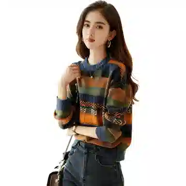 【dme】 复古撞色加厚保暖针织衫 女款