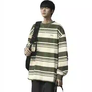 地界二 复古条纹宽松卫衣 男款