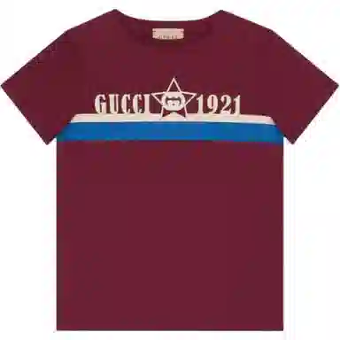 Gucci Kids Striped Logo T-Shirt Red