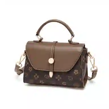 红蜻蜓 经典复古设计妈妈包老花满印时尚百搭包通勤 超细纤维合成革 手提包斜挎包 常规 女款 浅咖啡色