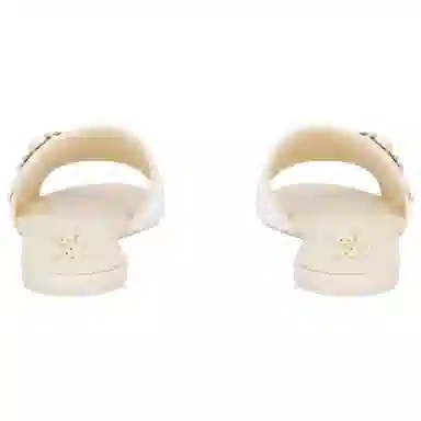 CHANEL Leather Slide Sandal Beige