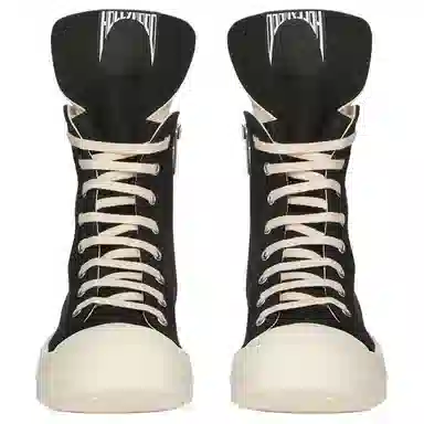 Rick Owens DRKSHDW Round Toe Zip High Top Sneakers Black