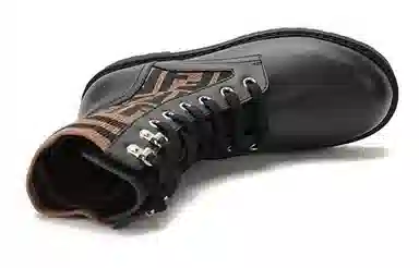Fendi Leather Printed Lace-up Martin Boots