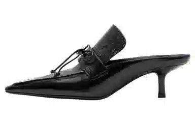 Burberry Patent Leather Square Toe Mules 5cm Black