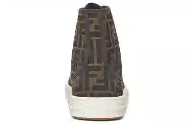 Fendi Domino Canvas High-Top Sneakers Brown