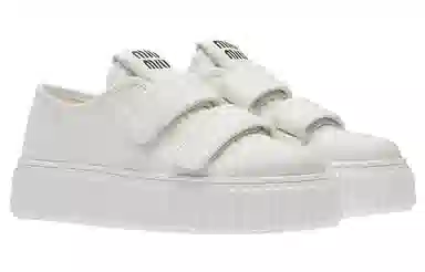 Miu Miu Denim Velcro Sneakers White
