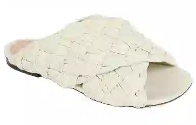 Bottega Veneta Flat Slide Sandals White