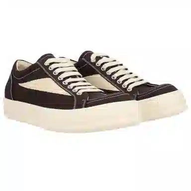 Rick Owens DRKSHDW Vintage Round Toe Low Canvas Sneakers Brown
