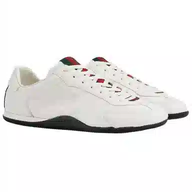 GUCCI Shift Lace-Up Low Sneakers White