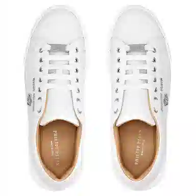 PHILIPP PLEIN Hexagon White Leather Sneakers