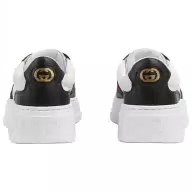 Gucci Leather Round Toe Low Top Sneakers Black