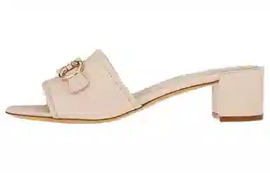 Ferragamo Gancini White Slides